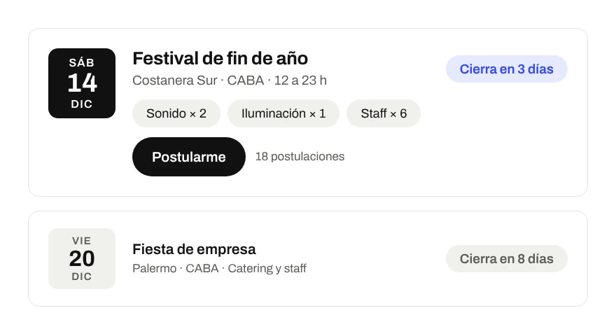 Búsquedas por evento